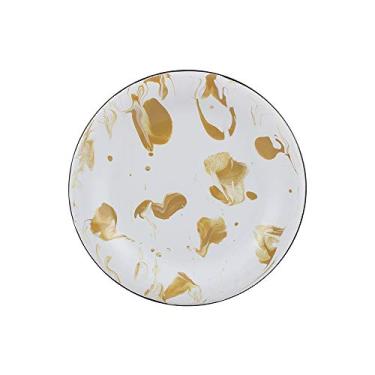 Imagem de Prato para Sobremesa 20 Esmaltado Marmorizado Marrom - 250 ml - Ewel