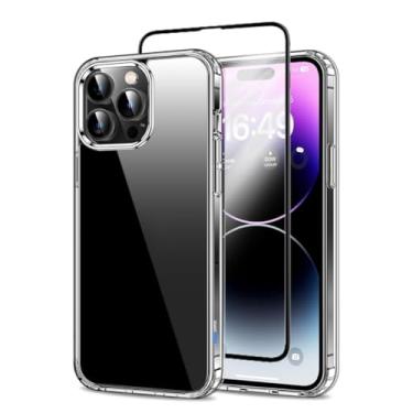 Imagem de Capa Capinha Clear Case Transparente Resistente a Risco e Anti Impacto [Anti-amarelamento] + Película De Vidro 3D Tela Toda Para iPhone (iPhone 14 Pro)