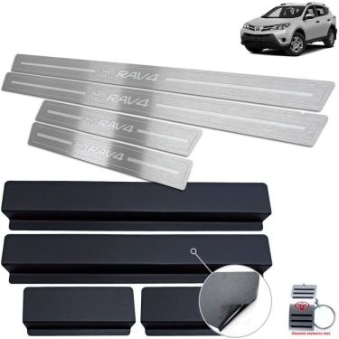 Imagem de Soleira Em Aço Inox Rav4 2001 A 2012 Prata Baixo Relevo