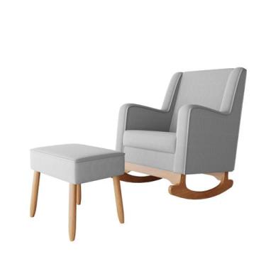 Imagem de Poltrona de Amamentação Aquila e Balanço C/ Puff Linho - Anjo de Casa,