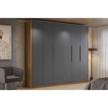 Imagem de Guarda Roupa Casal 6 Portas e 4 Gavetas T581 Canela/Grafite - Kappesberg