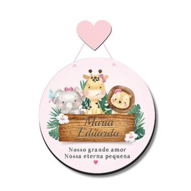 Imagem de Enfeite Porta Maternidade MDF Safari Menina com Nome Personalizado - I