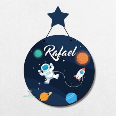 Imagem de Enfeite Porta Maternidade MDF Personalizado Astronauta Azul - Ideiativ