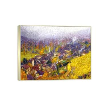 Imagem de BMZFYBS Impressão em tela famosa pintura paisagem arte de parede pôster outono moldura prata para decoração de casa 70 x 90 cm 27 x 35 pol