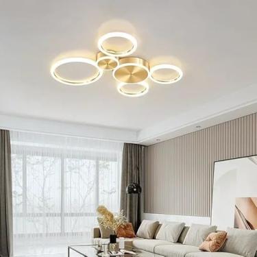 Imagem de Lustre de teto LED moderno para sala de estar, sala de jantar, quarto, luminária de teto de alumínio, decoração interna para casa, luminária de lustre, decoração moderna