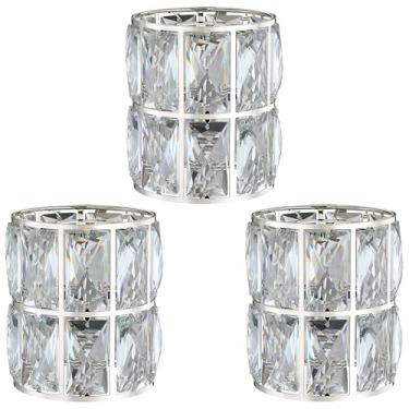 Imagem de Pacote com 3 peças de substituição de cúpula de cristal, luminária para ventilador de teto, abajures de tambor com acabamento em níquel polido para candelabro, arandelas de parede, 4,16 cm, tamanho do