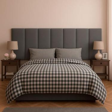 Imagem de Cabeceira 10 Módulos Estofados Placa Cama Box Adesiva King (Cinza)