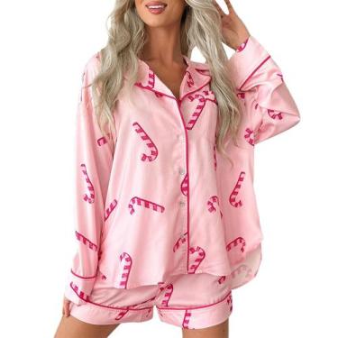Imagem de Conjunto de pijamas Luckinbaby Christmas Women Satin, 2 peças