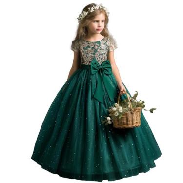 Imagem de Vestido TTYAOVO Girl Flower Wedding Party Princess Tamanho 130