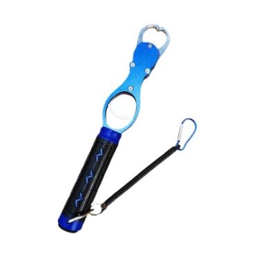 Imagem de UGPLM Pegador de lábio de peixe com balança, pegador de lábio de pesca antiderrapante, alça resistente, suporte portátil para equipamento de pesca, de peixe, Azul