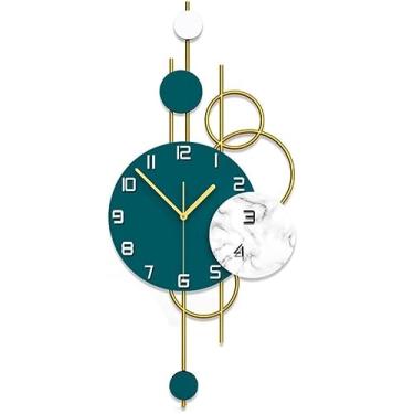 Imagem de WYUYIWH Relógio de parede para quarto relógio de parede criativo ferro verde mudo mostrador redondo ponteiro digital decoração de casa relógios de parede para sala de estar
