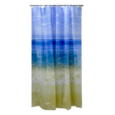 Imagem de Casita Cortina para Box com 12 Ganchos, Estampas Sortidas, 180 x 180 cm, Diversos Designs Marinhos, Florais e Geométricos, Para Banheiro (Praia)