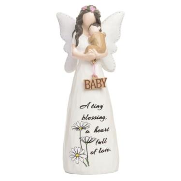 Imagem de Kakizzy Presentes de aniversário para mães, novas mães, estátuas de figuras de bebê, estatuetas de anjo, presente significativo para mamãe no aniversário e dia das mães, estatueta esculpida pintada à