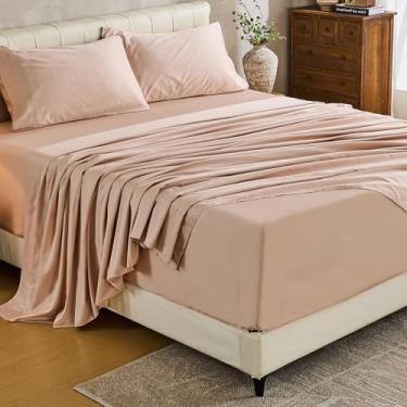 Imagem de MEISHANG Lençóis de algodão com bolso extra profundo Queen Size - 100% algodão egípcio 1000 fios - serve para colchões de 45,7 a 61 cm de profundidade, trama de cetim, macio e respirável - 4 peças