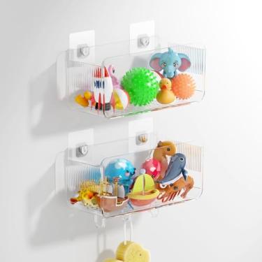 Imagem de PAVSTINE Organizador de brinquedos de parede adesivo transparente para banheiro, cozinha, quarto, entrada, sem BPA, grande