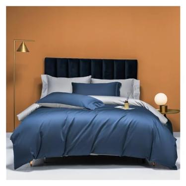 Imagem de Roupa de cama 100% algodão solteiro queen king conjunto de lençol de cima capa de edredom (H King)