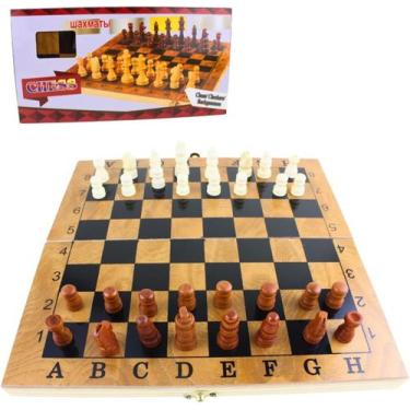 Imagem de Jogo de Tabuleiro 3 em 1 Xadrez, Damas e Gamão,Tabuleiro Dobrável em M