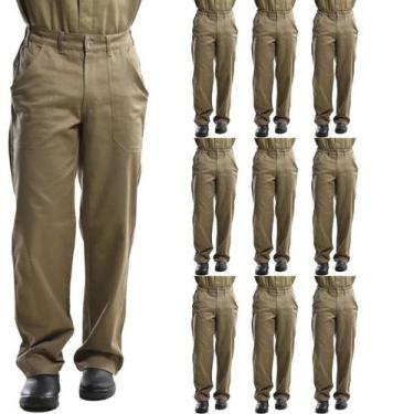 Imagem de Kit 05 Calças Profissional Uniforme Trabalho Pesado Brim Metade Elásti