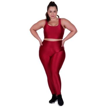 Imagem de Conjunto Fitness Plus Size 3D Cropped Legging Cintura Alta -c15 BÁRBAR