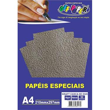 Imagem de Papel Kraft Folha Casca De Ovo A4 180g - Pacote com 50 Fls, Off Paper, 00489, Natural