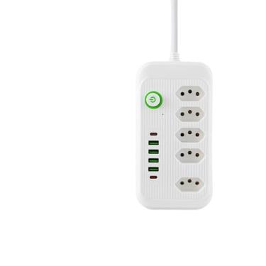 Imagem de Power Extensão Elétrica Multifuncional, 5 Tomadas Universais, 4 USB, 2 Type-C, Filtro de Linha Bivolt 2500W, Cabo 2m, Proteção Contra Sobrecarga