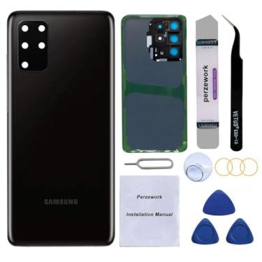 Imagem de Perzework Substituição de vidro traseiro para Samsung Galaxy S20 Plus de 6,7 polegadas com kit de ferramentas de reparo e adesivo pré-instalado (preto cósmico)