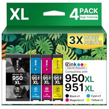 Imagem de E-Z Ink Pacote combo de cartuchos de tinta 950XL e 951XL compatível com cartuchos de tinta HP 950 951 Pacote combo 950XL 951XL Use com OfficeJet Pro 8600 8610 8615 8620 8625 8100 8630 8660 (pacote com