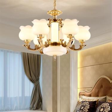 Imagem de Luxo Europeu Sala de Estar Lustre LED Americano Retro Criatividade Restaurante Quarto Villa Hotel Construção Duplex Lâmpada Pendente (6 luzes)