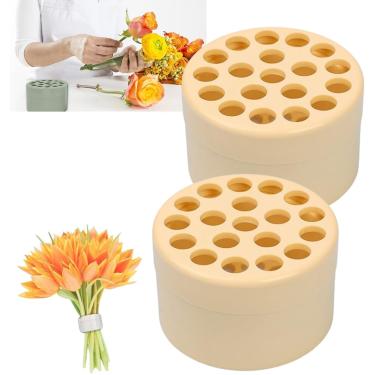 Imagem de 2 peças de suporte de haste de flores – Arranjador espiral de 6 cm para buquês frescos/secos | Não é necessária espuma para centros de mesa de casamento e decoração de casa