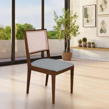 Imagem de Cadeira De Jantar Estofada Suellen Mel Linho Cinza