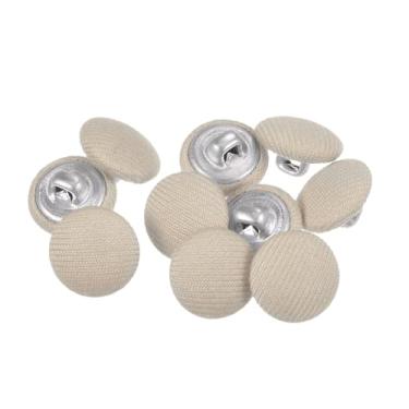 Imagem de Generic 10 peças de tecido 20L botão coberto de tecido 12,5 mm haste de metal botões de costura redondos para ternos blusas, bege