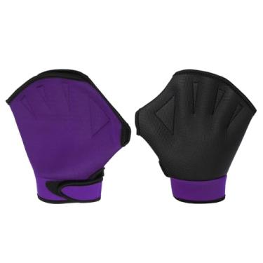 Imagem de Generic Luvas de natação trançadas, 1 par, P, roxo/preto, nylon, neoprene, natação, surfe, fitness