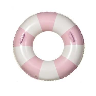 Imagem de Boia Piscina Adulto Boia Redonda Listrada Inflável Com Alça Para Praia E Piscina Tamanhos 60cm 80cm 100cm Círculo de Natação(Rosa,80cm)