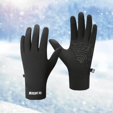 Imagem de Luvas de corrida com tela sensível ao toque – Luvas térmicas leves antiderrapantes com fivela portátil para esportes ao ar livre e atividades de inverno (preto, P)