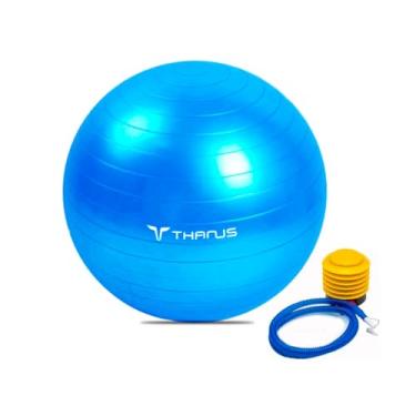 Imagem de Bola Suíça Pilates 75cm Azul Com Bomba yoga Ball- Ginástica - Abdominal - suporta ate 150kg - ioga Reabilitação - fisioterapia