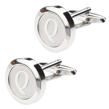 Imagem de Abotoaduras masculinas clássicas de aço inoxidável - letras do alfabeto A-Z para negócios e camisas de casamento, one size, Cobre, Sem Pedra Preciosa