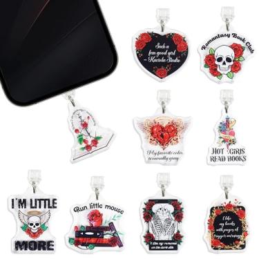 Imagem de Plugue antipoeira tipo C, 9 peças de plugues antipoeira para amantes de livros românticos de fantasia compatíveis com leitor eletrônico USB-C e tablet, presentes para leitores góticos para mulheres e