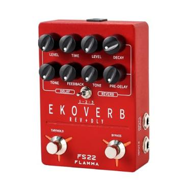 Imagem de FLAMMA Pedal de efeito combo FS22 Stereo Delay & Reverb Combo Pedal de guitarra ambiente com 3 pares de efeitos combo atraso reverso brilho reverb Tap Tempo Freeze Trail On Função