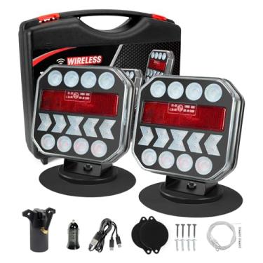 Imagem de MIEFL Luzes de reboque sem fio, luz traseira magnética ajustável para trailer, luz de reboque de LED recarregável USB-C para trailer de barco, sinal de seta reverso de freio portátil para caminhão de