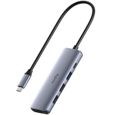 Imagem de Cudy Hub USB C, adaptador multiportas USB C 5 em 1 com PD de 100 W, HDMI 4K, 3 portas de dados USB-A, hub USB tipo C de alumínio para MacBook, iPhone 15/16, Galaxy, Surface Go, XPS, iPad, UH405