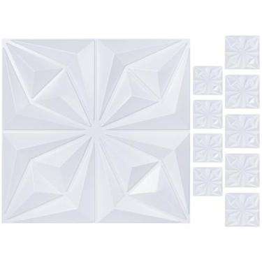 Imagem de Kit 10 Placas 3D Revestimento em PVC - Modelo Losangos - Branco - 50x5
