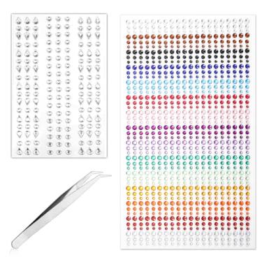 Imagem de 1056 peças de 3/4/5/8 mm de pedras de strass, adesivos de pedras preciosas de cristal festivo no rosto com pinça, joias autoadesivas, pérolas, diamantes pegajosos, tatuagem para artesanato, unhas