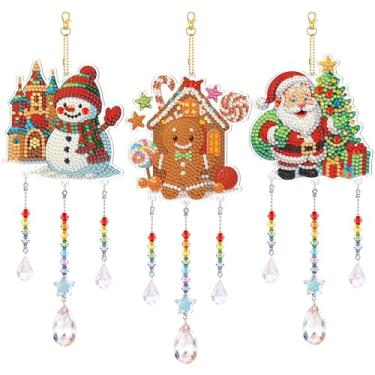 Imagem de Jetec 3 kits de arte de diamante para pintura de apanhador de sol, sino de vento, pintura de cristal dupla face, enfeite para pendurar para adultos, janela faça você mesmo, jardim doméstico (árvore de