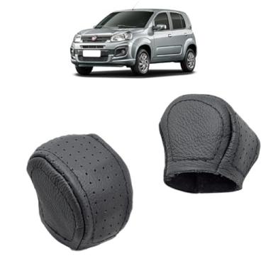 Imagem de Revestimento Couro Legitimo Cobertura Manopla Câmbio Manual Compatível Com Uno Way Drive Vivace 2016 Á 2021 (PRETO - COSTURA PRETA)