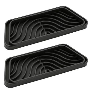 Imagem de Pacote com 2 bandejas coletoras de silicone para geladeira – Tapete universal para dispensador de água e gelo, almofada de gotejamento reutilizável antiderramamento para Whirlpool, Samsung, LG