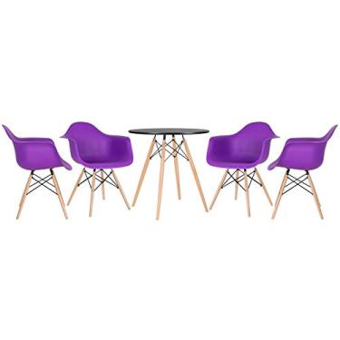 Imagem de Loft7 Home Decor, Kit Mesa Eames 70 cm + 4 Cadeiras Eames DAW - Roxo