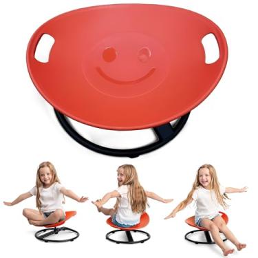 Imagem de Special Supplies Cadeira giratória Smile para crianças - Cadeira sensorial versátil para sentar e girar para treinamento e coordenação corporal para sala de jogos, quarto ou berçário (vermelha)