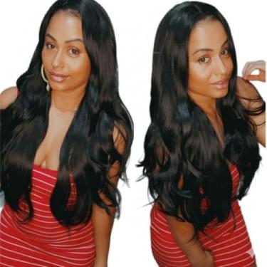 Imagem de Peruca Feminina Longa Ondulada Preta Sem Franja - 75 cm