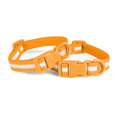 Imagem de lynxking Coleira refletiva impermeável ajustável durável para cães pequenos, médios e grandes, material de PVC de fácil limpeza, pacote com 2