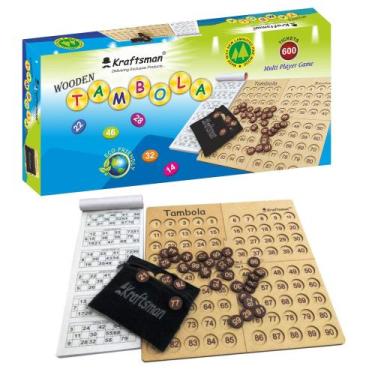 Imagem de Jogo de tabuleiro de bingo MilesMagic Portable Wooden Tambola com 600 